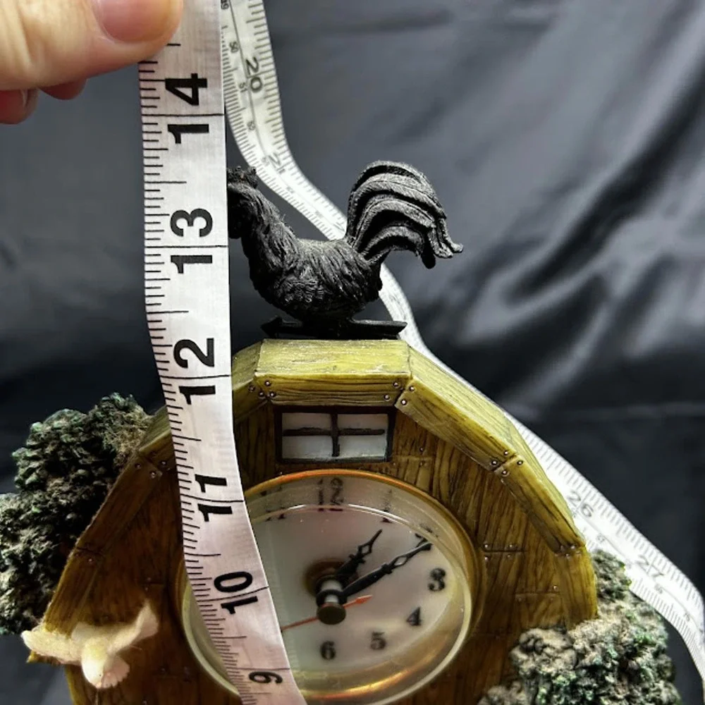 Rustic Farmhouse Chicken Sunflower TableShelf Clock Country Kitchen Decor Analog